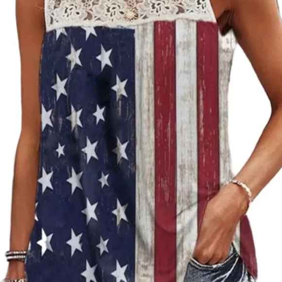 1 L left🎉HP🎉New boutique American flag patchwork tank - Picture 2 of 8